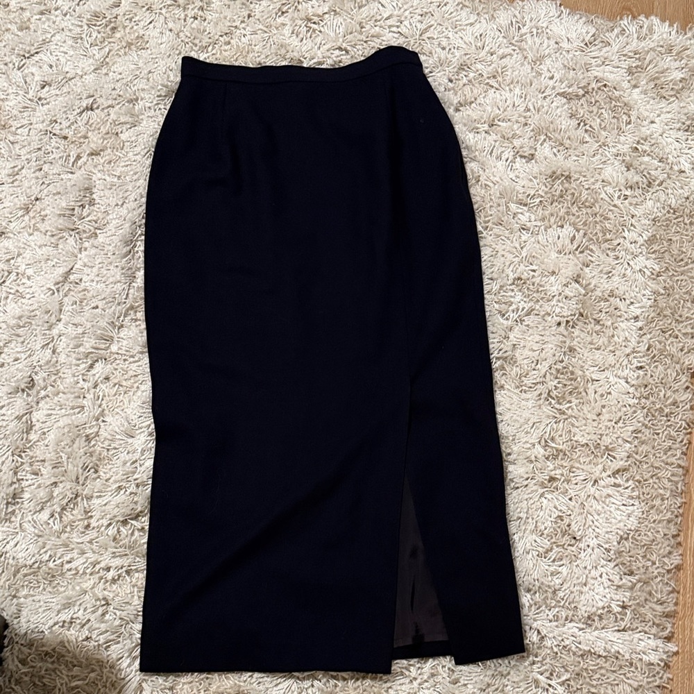 Nordstrom 100% Wool Navy Pencil Skirt